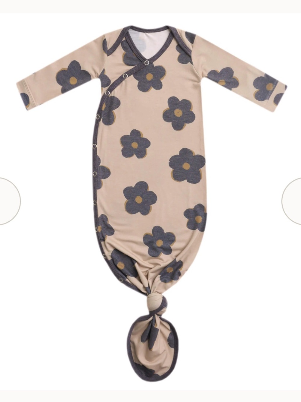 Copper Pearl Knotted Newborn Gown Gemma in Tan Floral Flowers